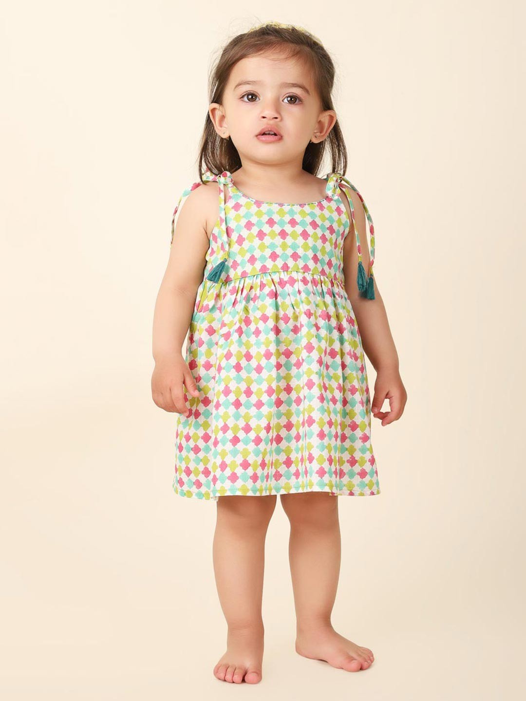 

Fabindia Infant Geometric Printed Cotton Fit & Flare Dress, White