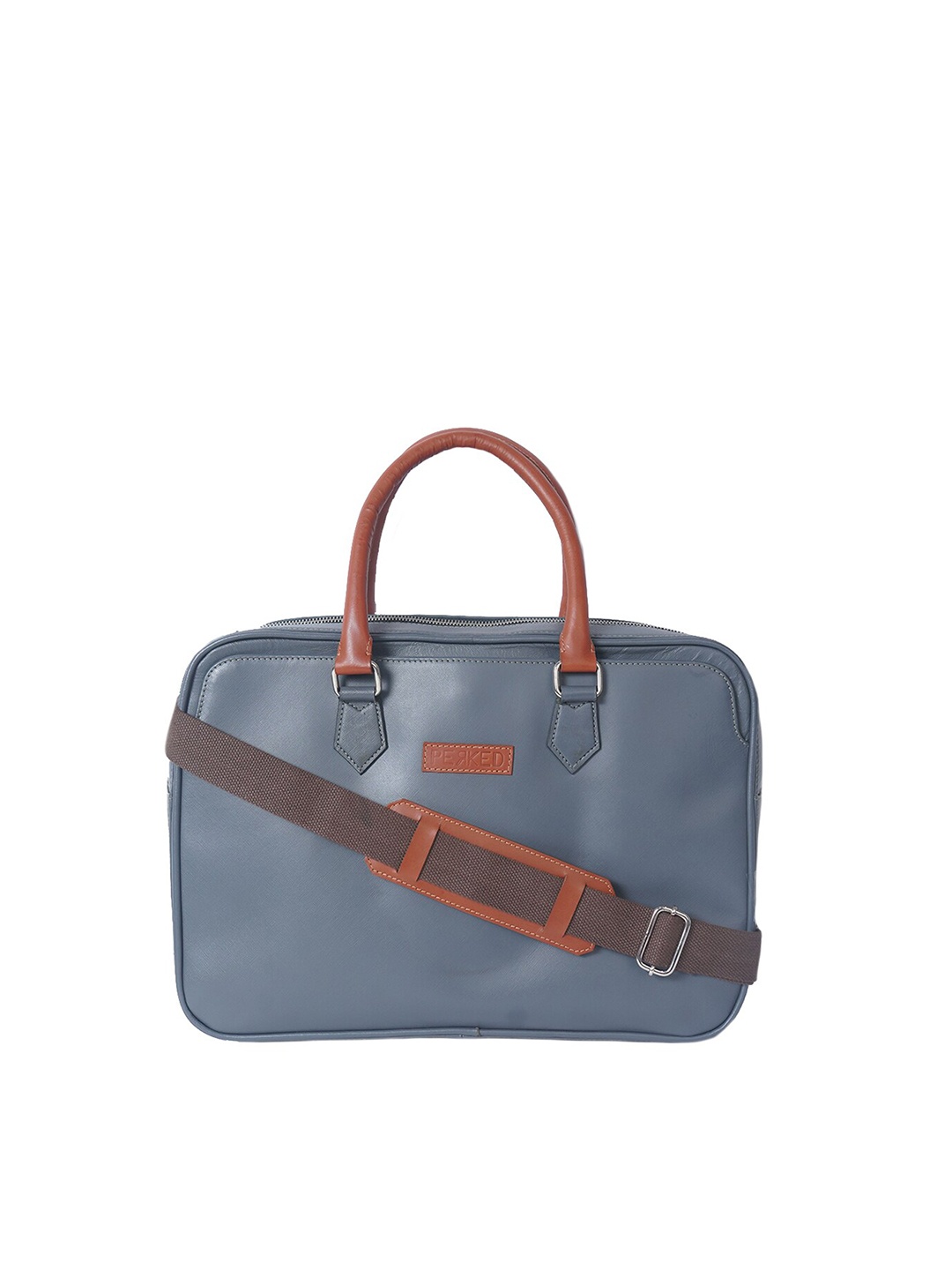 

PERKED Leather Laptop Bag, Grey