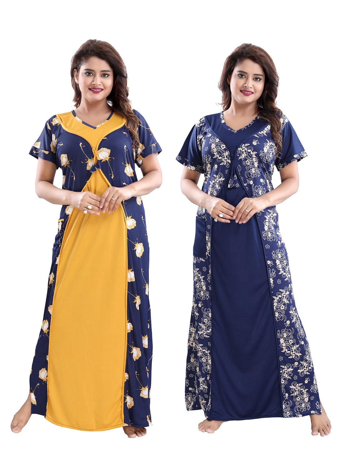 

SHOPPING STATION Pack of 2 Printed Maxi Nightdress, Navy blue