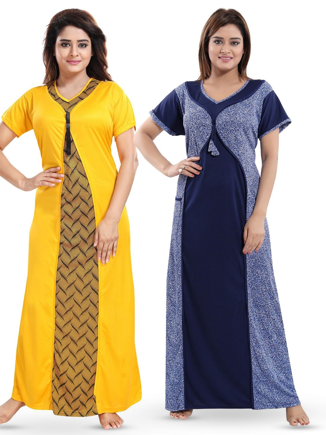 

SHOPPING STATION Pack of 2 Printed Maxi Nightdress, Yellow