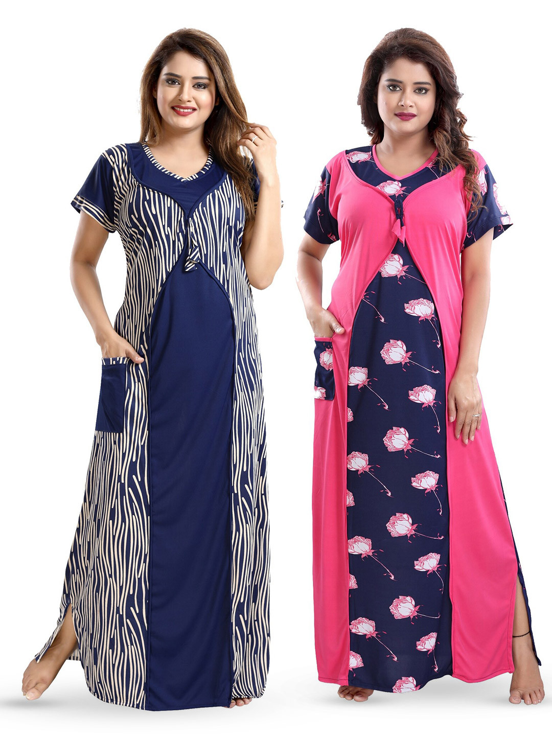 

SHOPPING STATION Pack of 2 Printed Maxi Nightdress, Pink