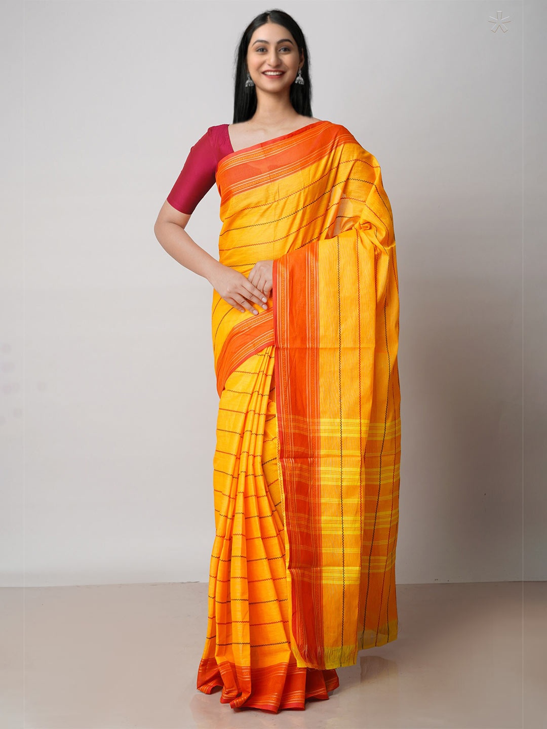 

Unnati Silks Woven Design Pure Cotton Chettinad Saree, Yellow