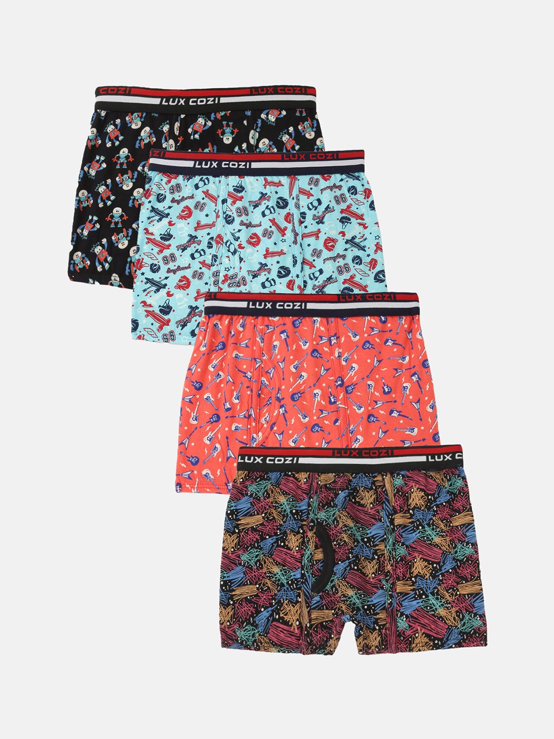 

Lux Cozi Boys Pack of 4 Printed Assorted Trunks