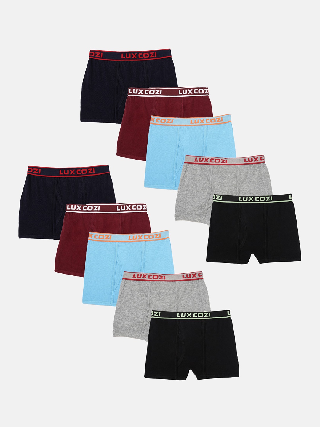 

Lux Cozi Boys Pack of 10 Moisture-Wicking Trunks BIGSHOT_BOYS_SL_PLAIN_OE_AST_10PC, Assorted