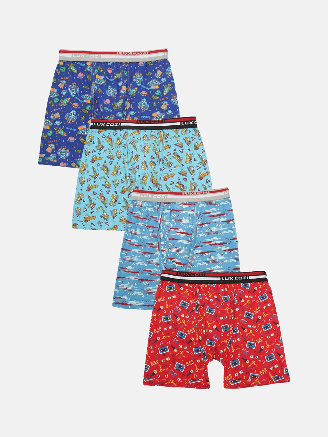 

Lux Cozi Boys Pack of 4 Printed Trunks, Assorted