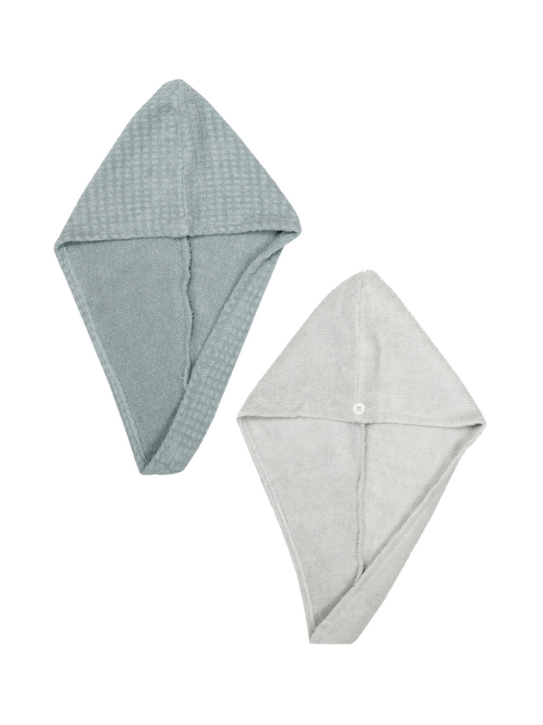 

AVI Living Women Teal-Blue & Grey 2 Pcs 500 GSM Pure Cotton Hair Wrap Towels
