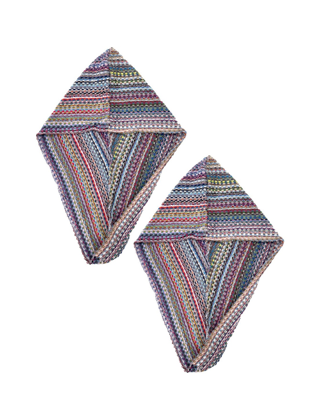 

AVI Living Pink & Blue 2 Pieces Striped Pure Cotton 500GSM Hair Wrap Towels