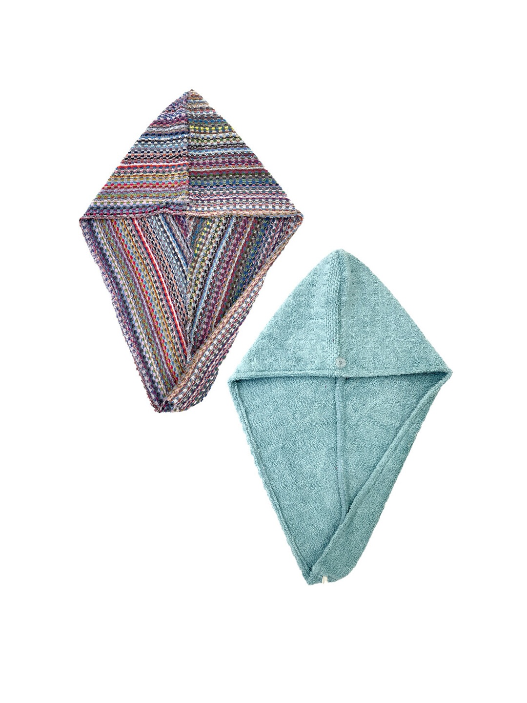 

AVI Living Aqua Blue & Pink 2 Pieces Self Design Pure Cotton 500GSM Hair Wrap Towels