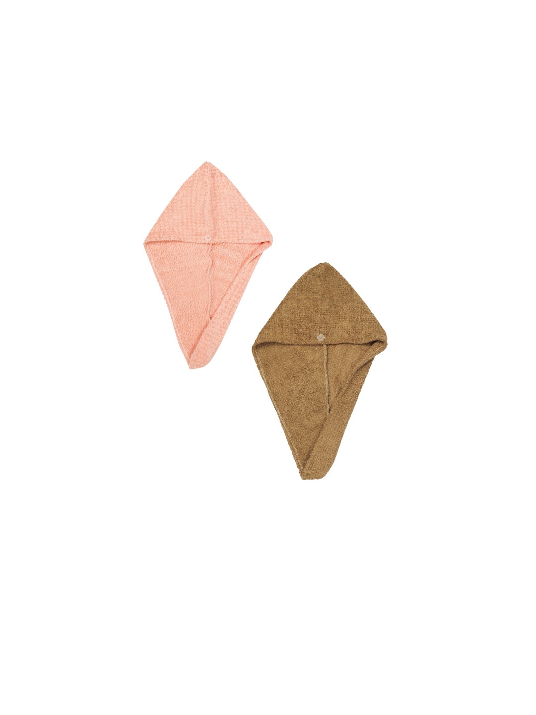 

AVI Living Women Pink & Brown 2 Pieces Pure Cotton 500 GSM Hair Wrap Towels, Coral