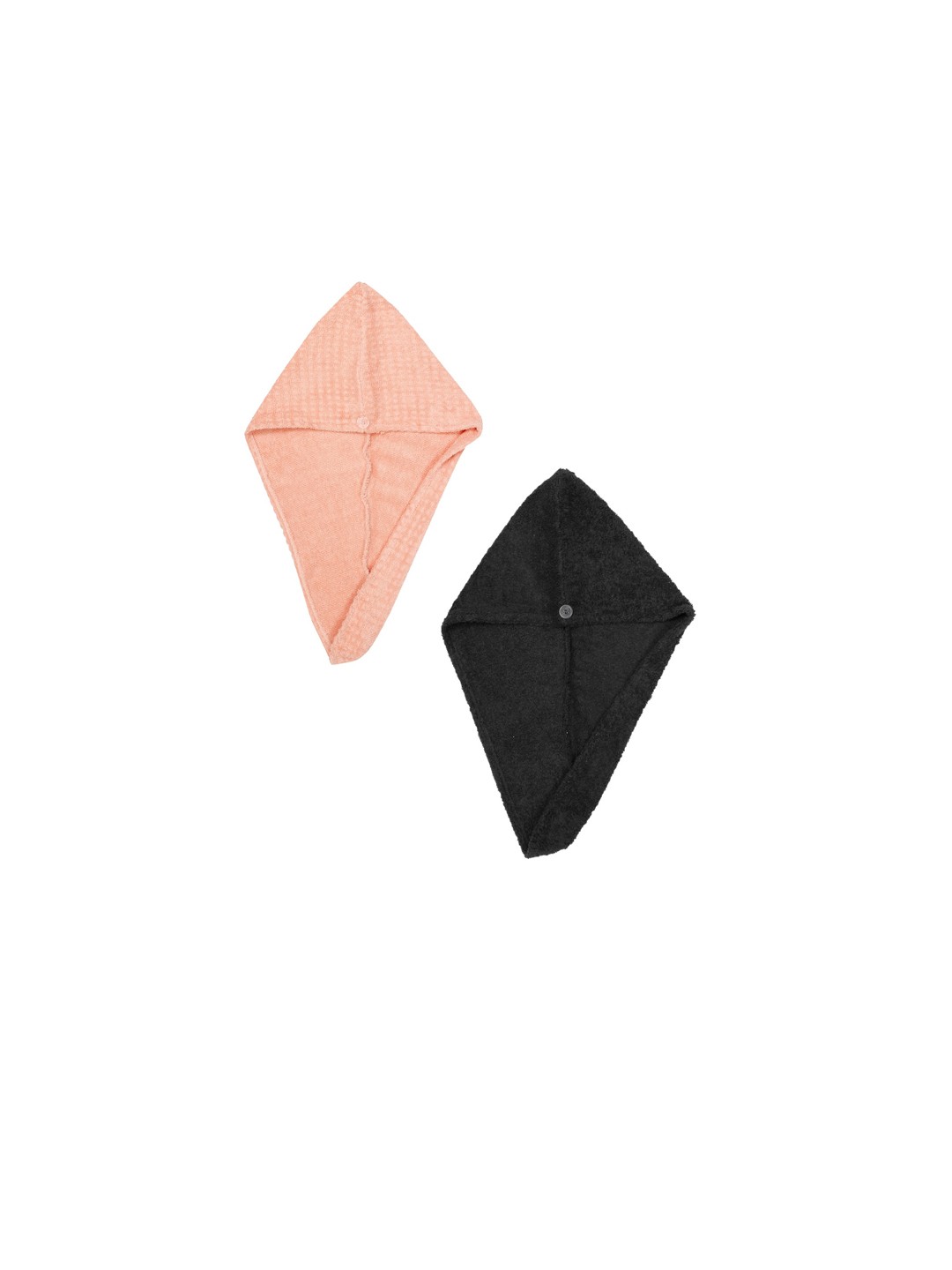 

AVI Living Women Coral Pink & Black 2 Pieces Pure Cotton 500 GSM Hair Wrap Towels