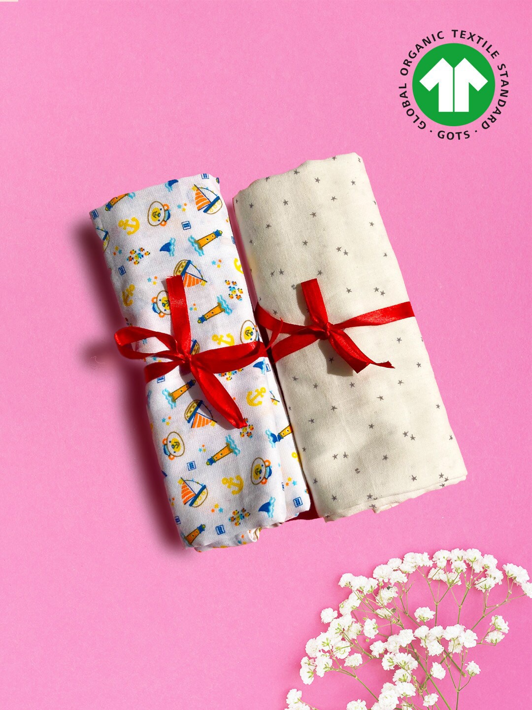 

Kidbea Pack Of 2 Assorted Organic Muslin Swaddle
