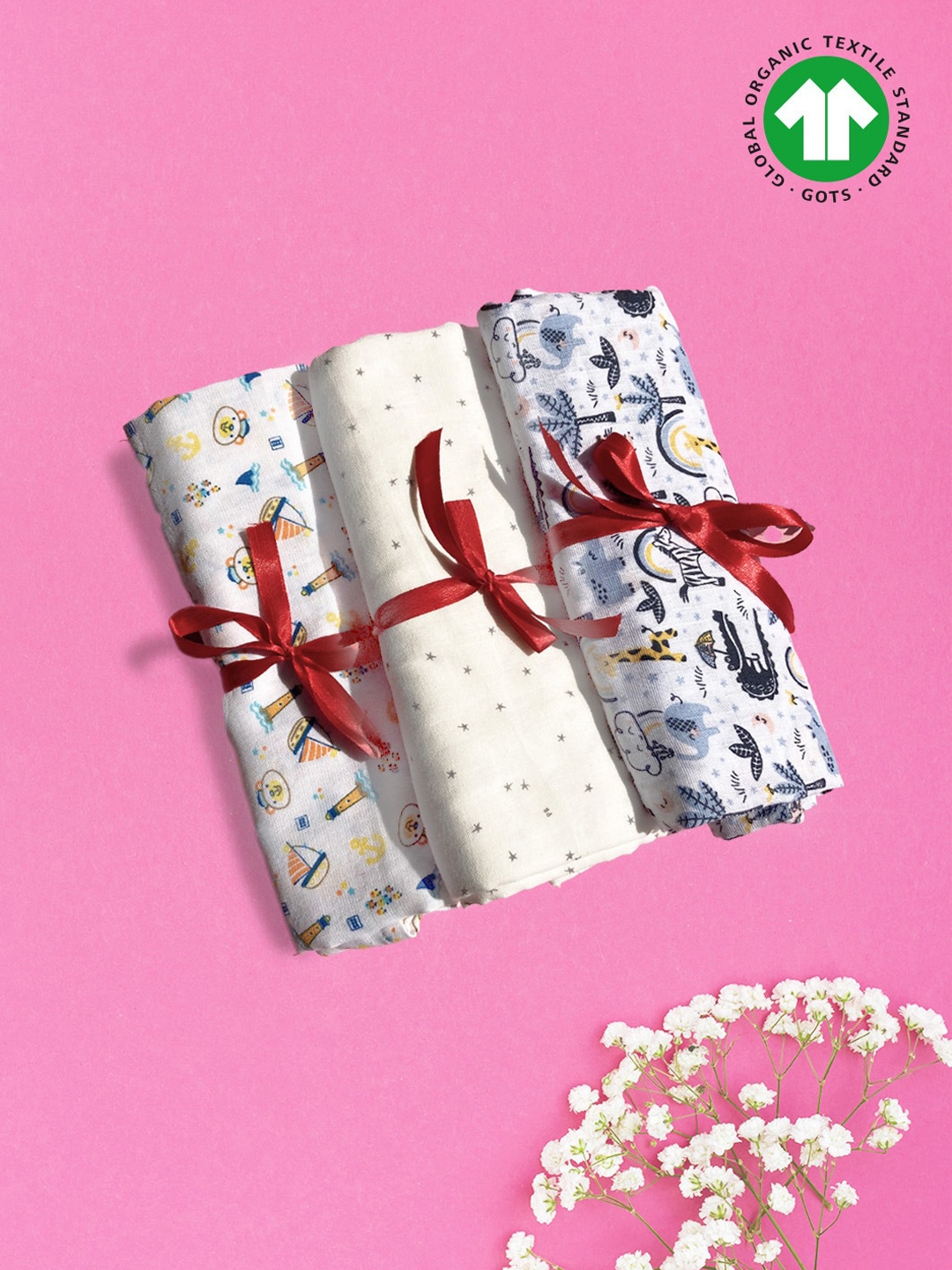 

Kidbea Pack Of 3 Assorted Organic Muslin Swaddle