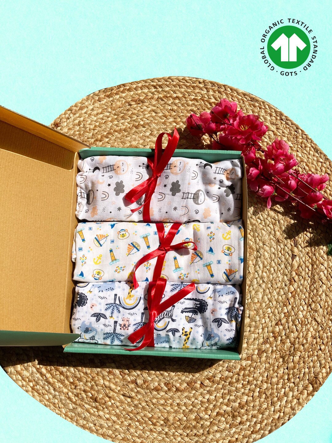

Kidbea Pack Of 3 Assorted Organic Muslin Swaddle
