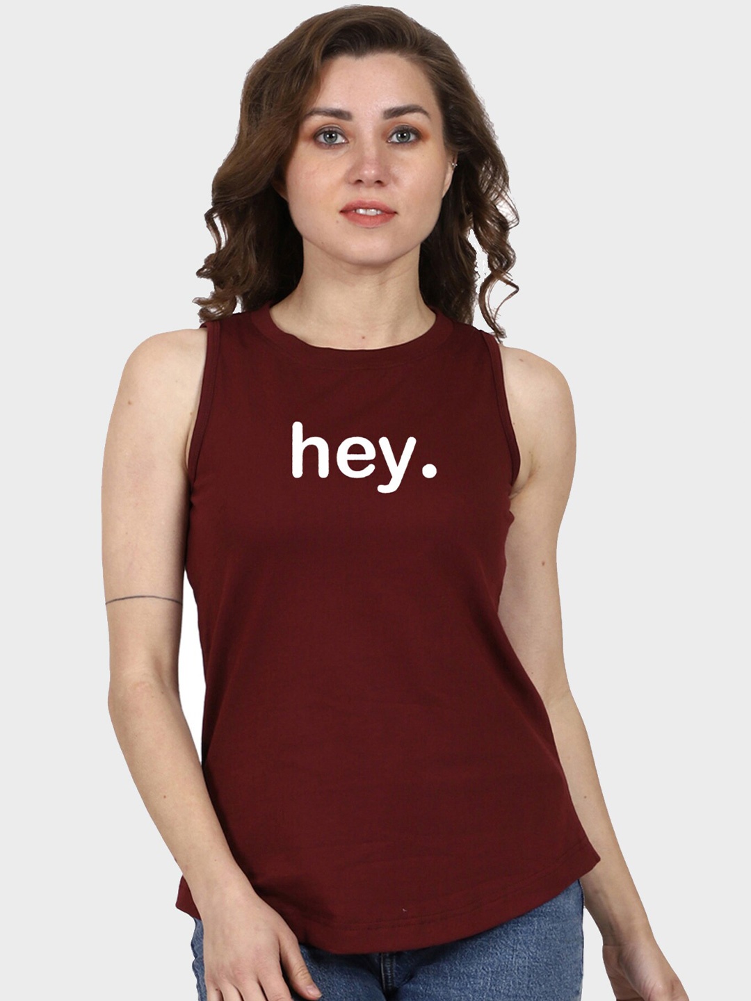 

T-SHIRT TRUCK Typography Printed Cotton T-shirt, Maroon