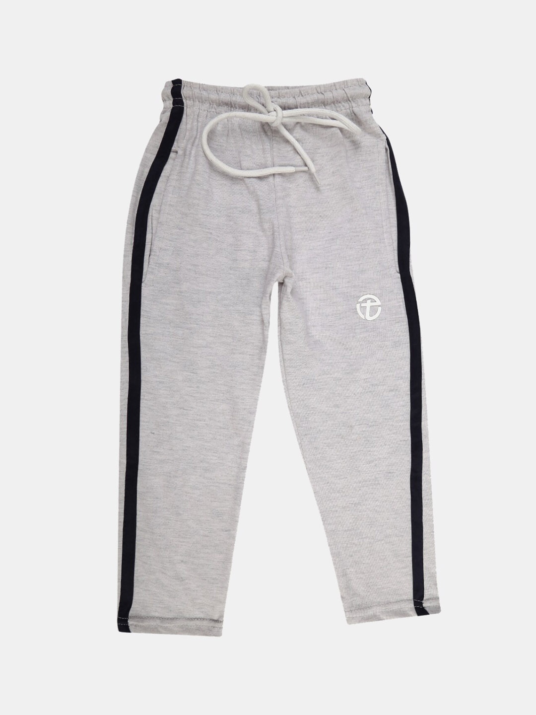 

V-Mart Boys Mid-Rise Cotton Track Pants with Side Taping, Grey melange