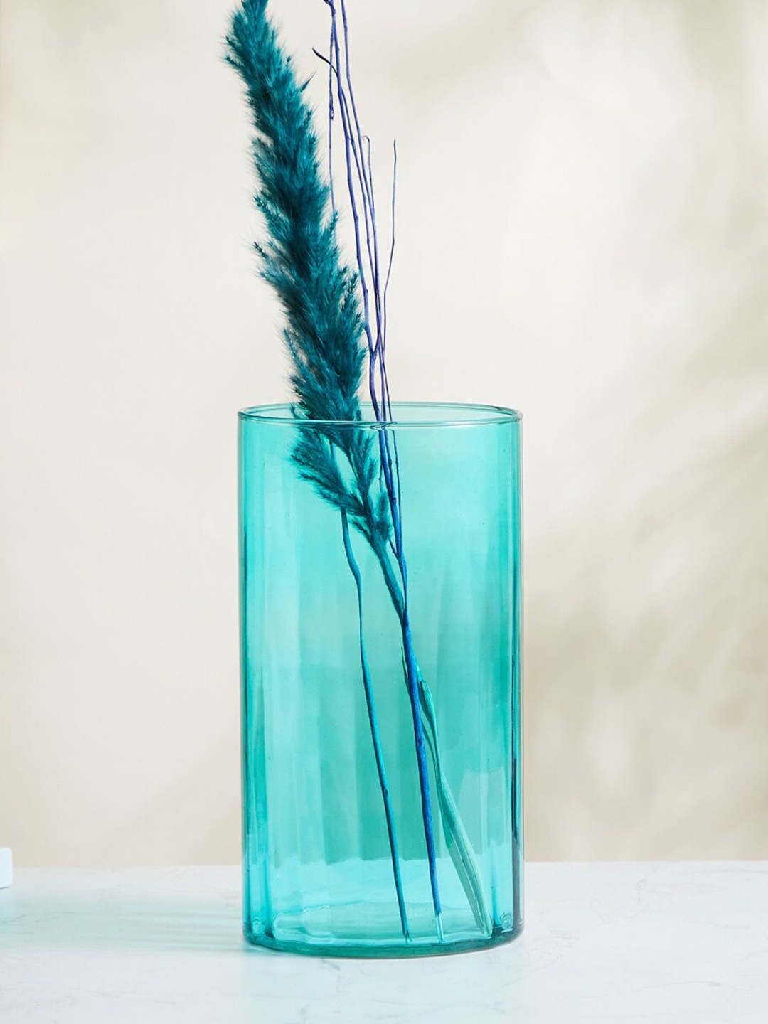 

Home Centre Pacific-Eadric Teal-Blue Cylindrical Glass Vase