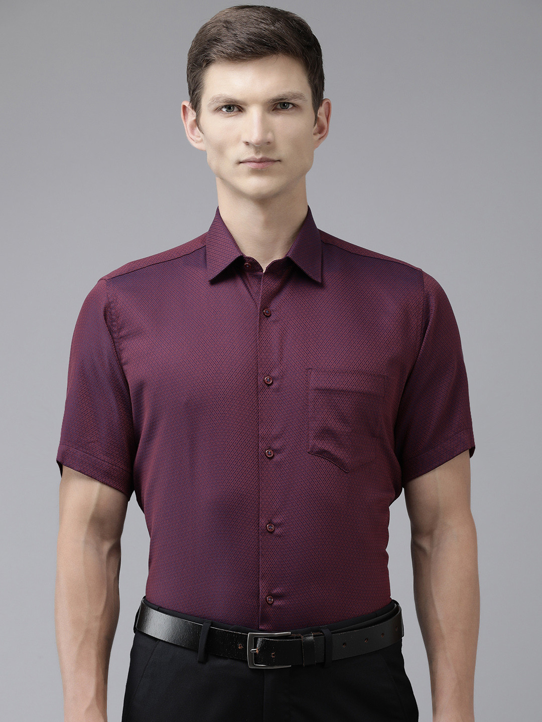 

Van Heusen Textured Pure Cotton Formal Shirt, Burgundy