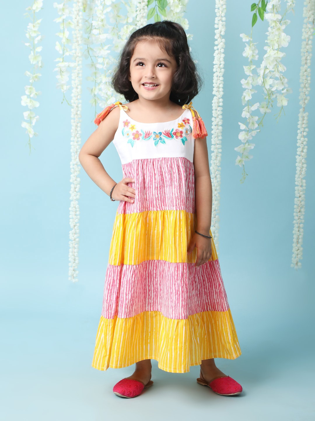

KID1 Girls Floral Print Empire Maxi Dress, Pink