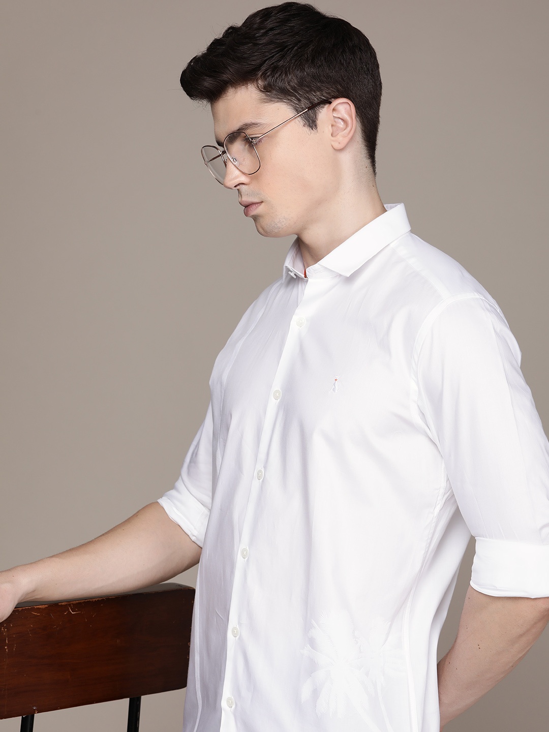 

SIMON CARTER LONDON Men Slim Fit Opaque Pure Cotton Casual Shirt, White