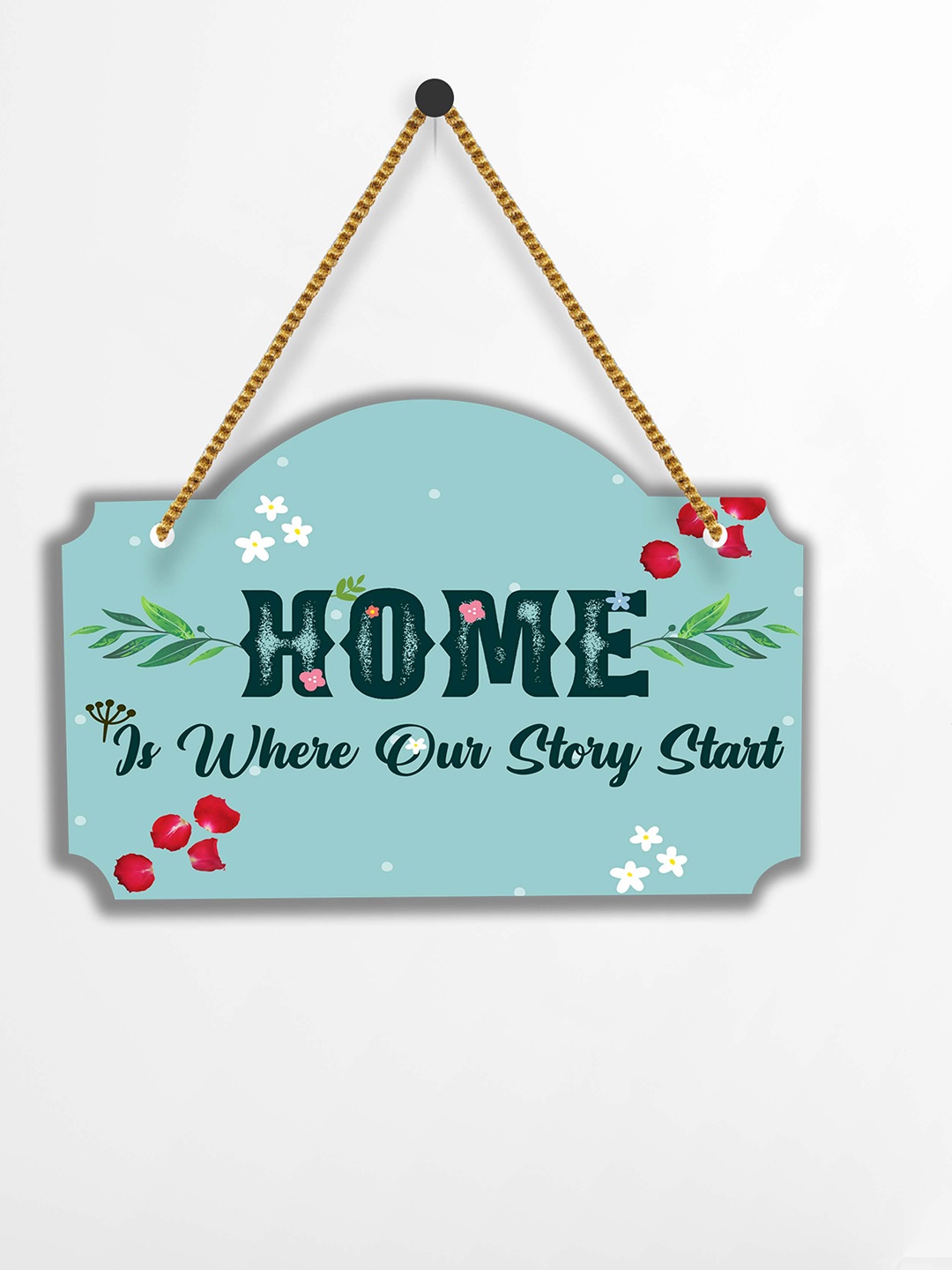 

SAF Green & Red Typography Printed Wooden Wall Hanging With Zardoori