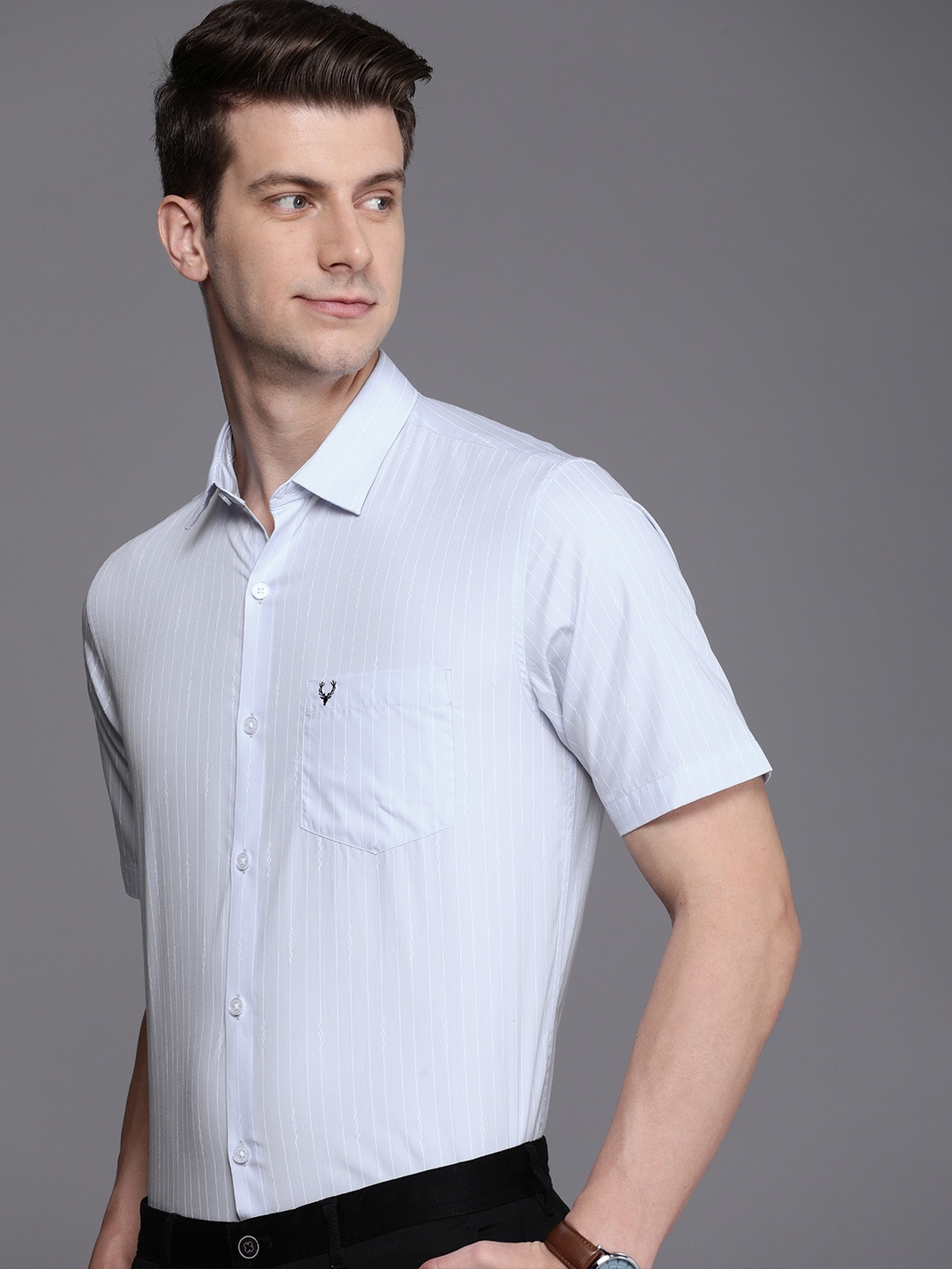 

Allen Solly Sport Fit Striped Pure Cotton Semiformal Shirt, Blue