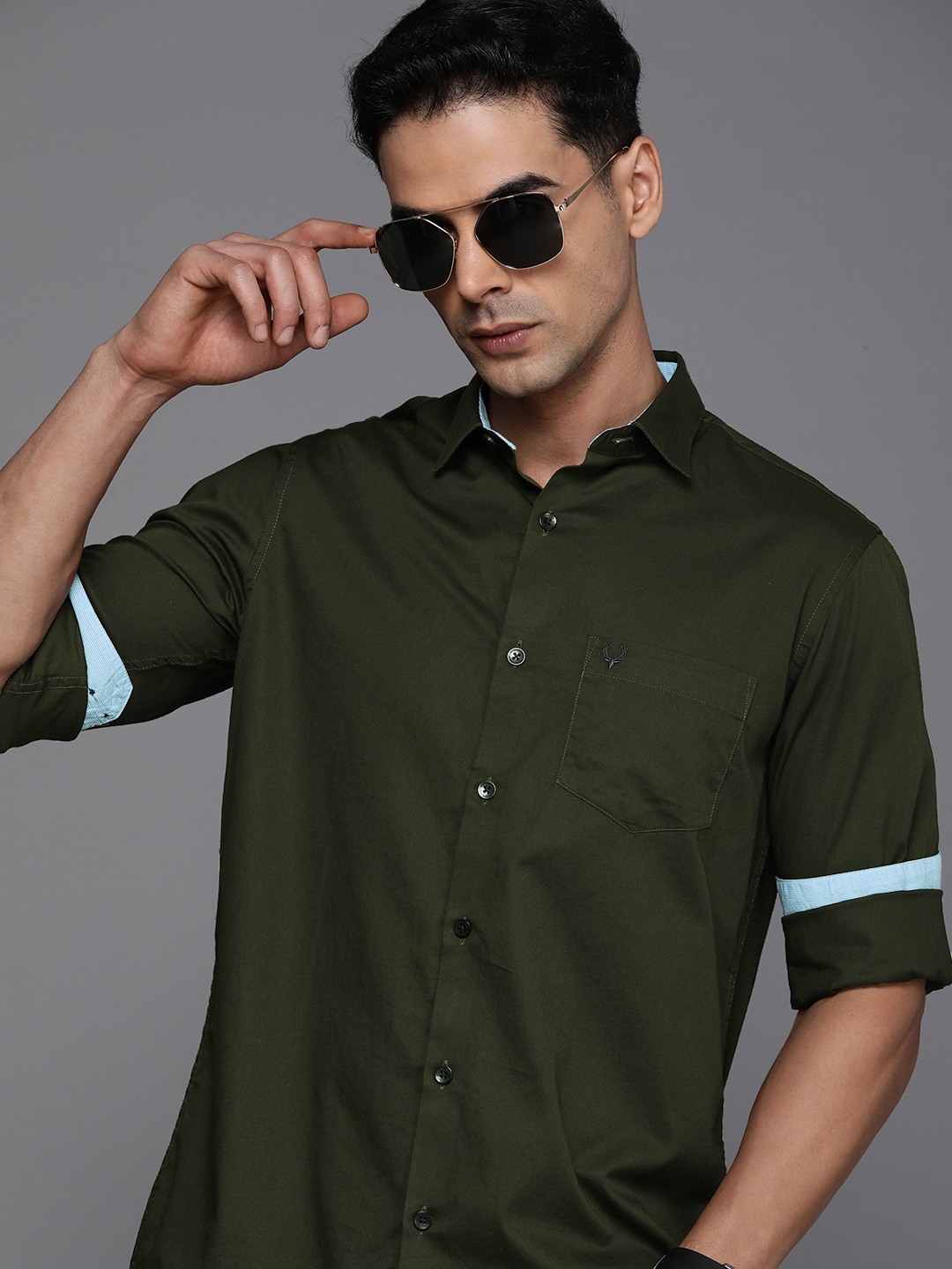 

Allen Solly Pure Cotton Sport Slim Fit Opaque Casual Shirt, Olive