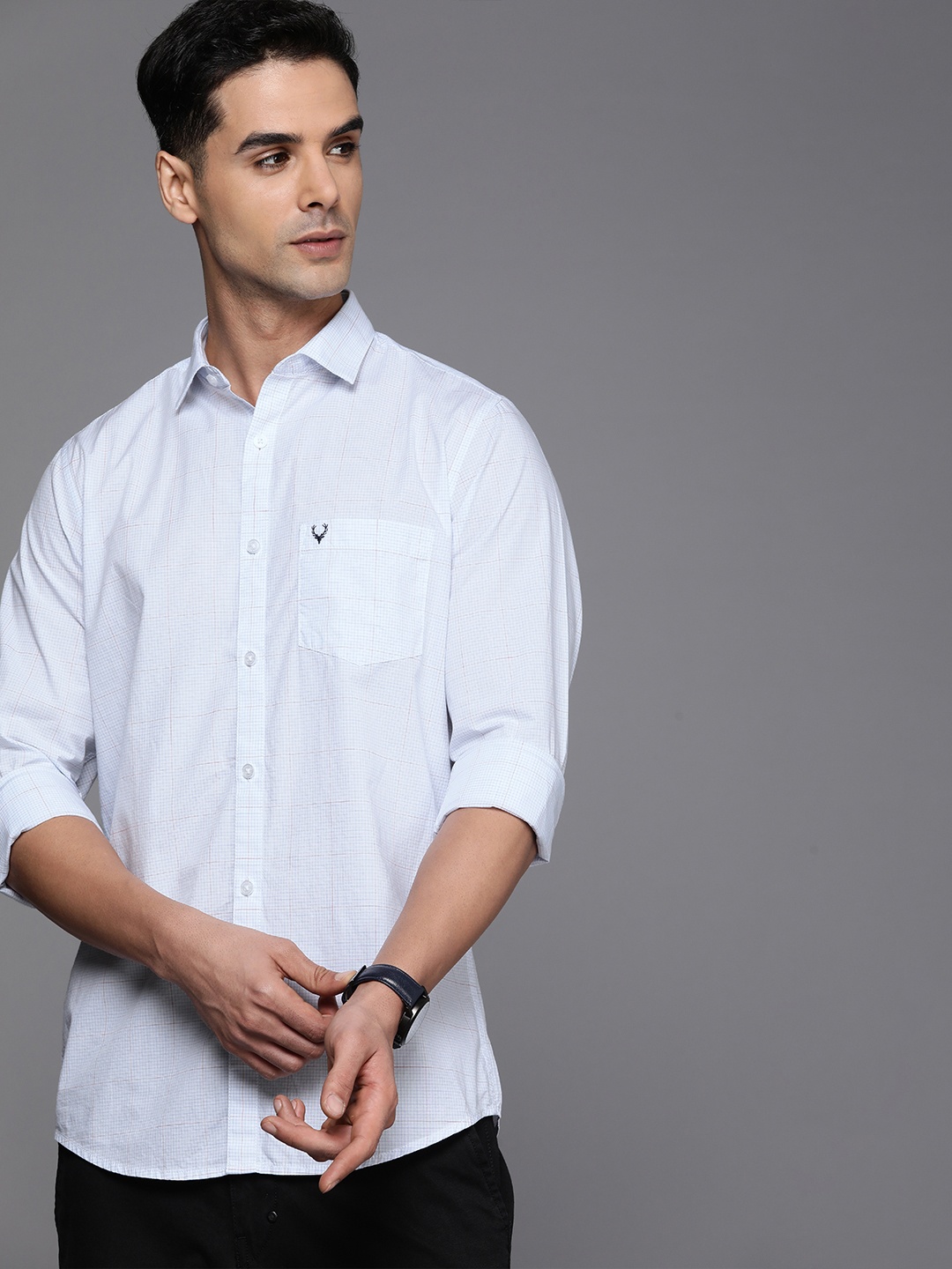 

Allen Solly Classic Regular Fit Checked Casual Pure Cotton Shirt, White