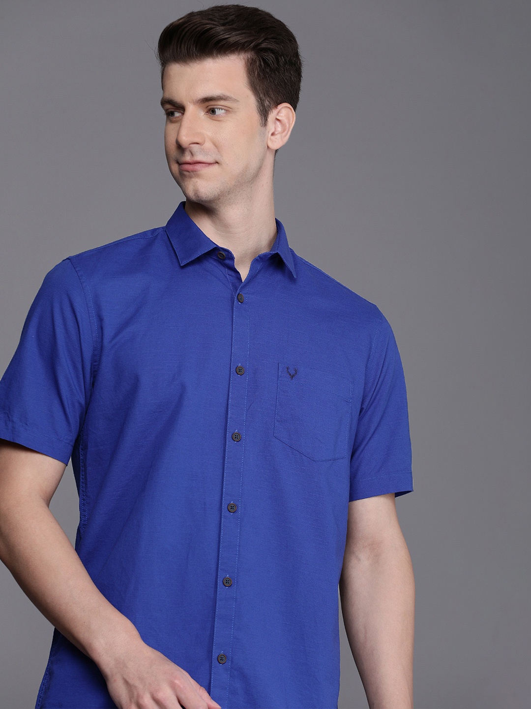 

Allen Solly Cotton Linen Classic Slim Fit Opaque Casual Shirt, Blue