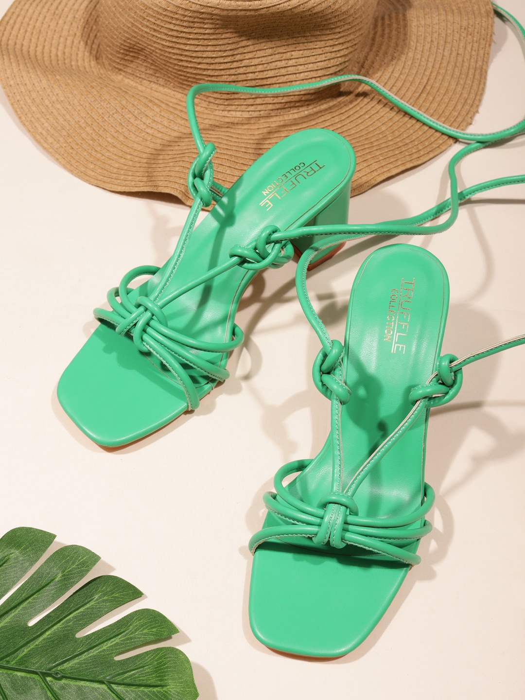 

Truffle Collection Strappy Block Heel Gladiators, Green
