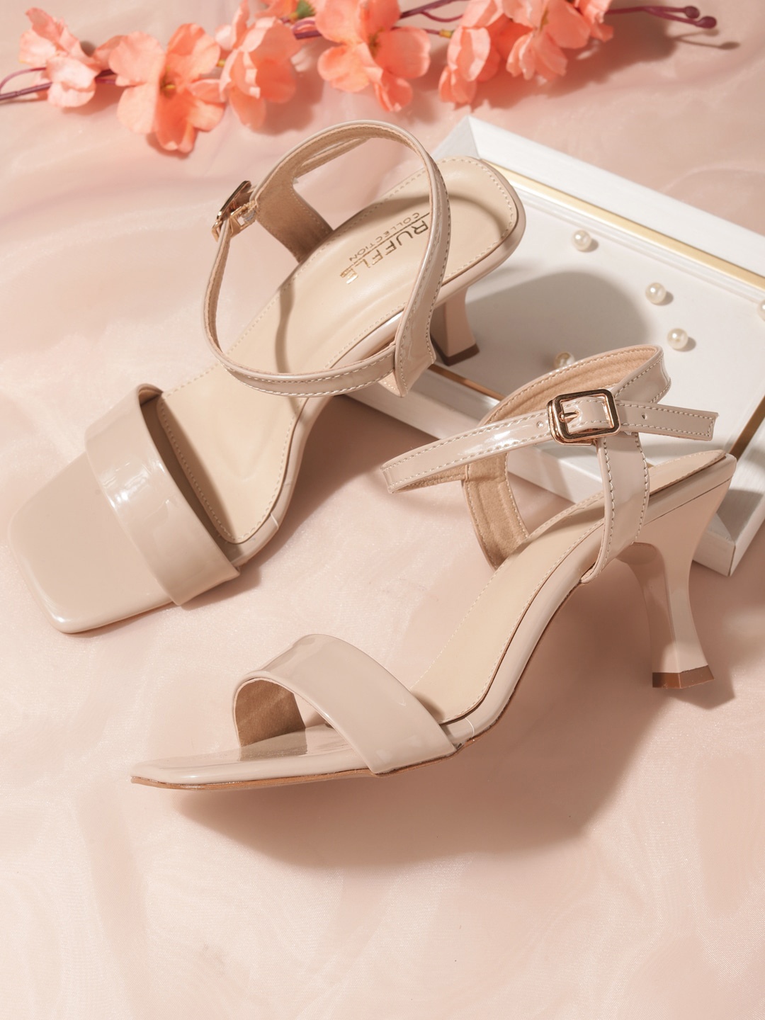 

Truffle Collection Open Toe Kitten Heels, Beige