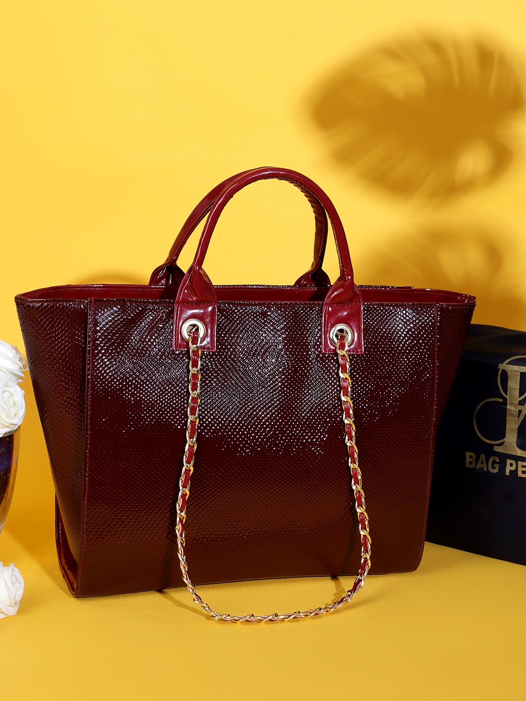 

Bag Pepper Textured Structured Handheld Bag, Maroon