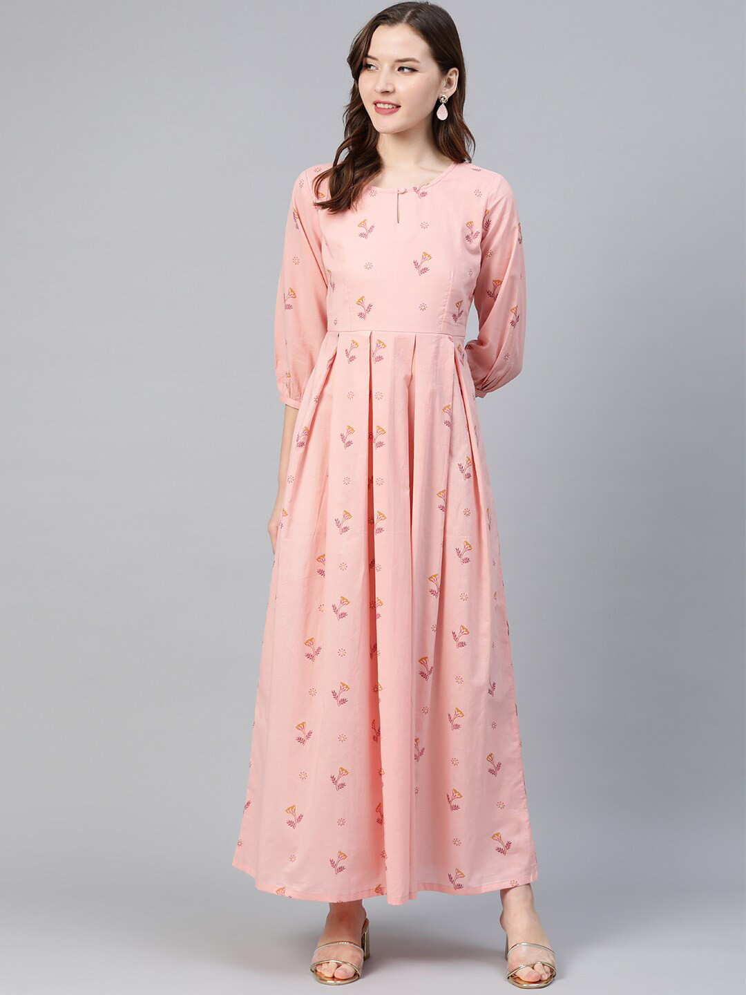 

Idalia Floral Printed Maxi Ethnic Dress, Pink