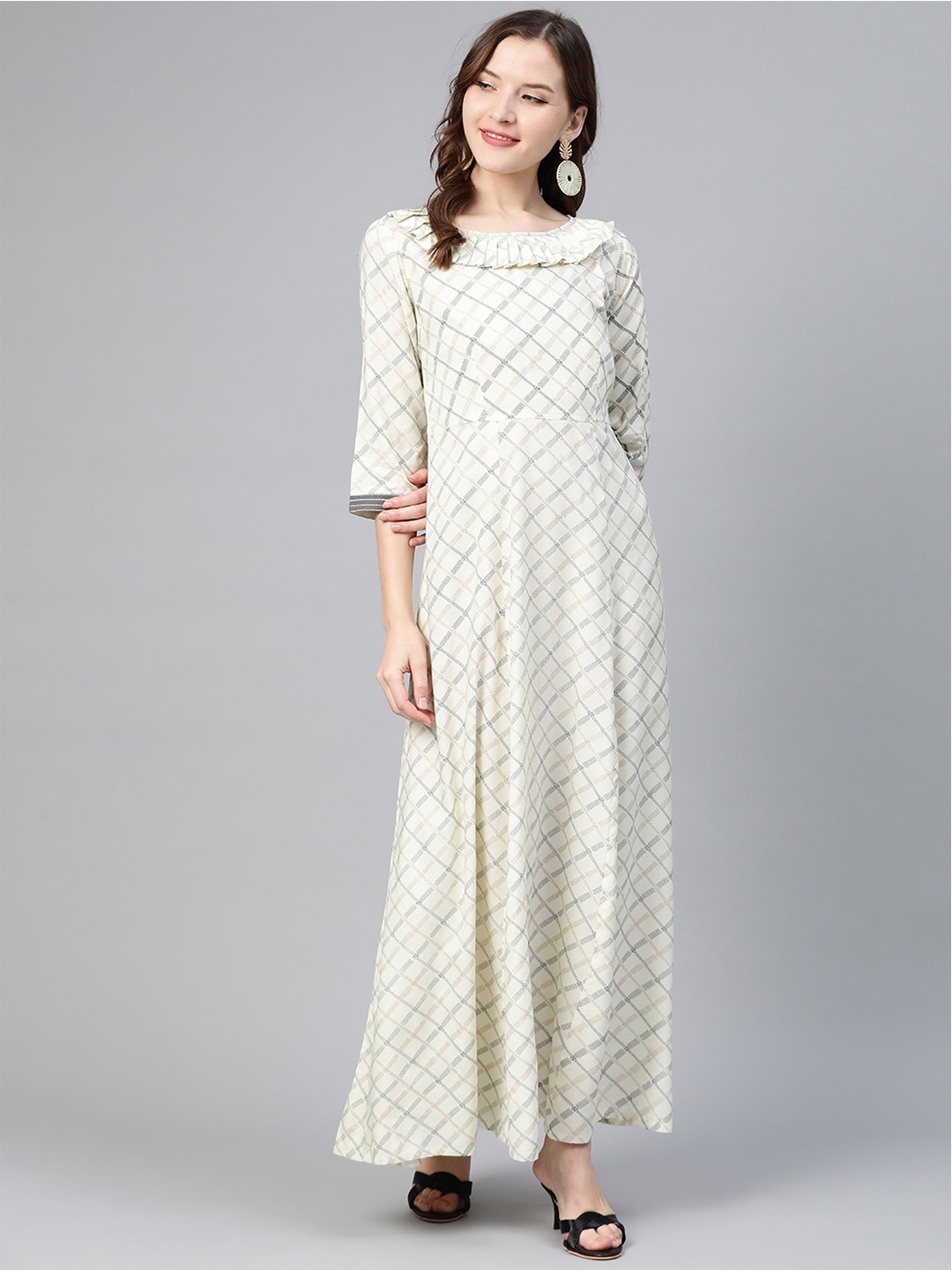 

Idalia Abstract Printed Maxi Ethnic Dress, Off white