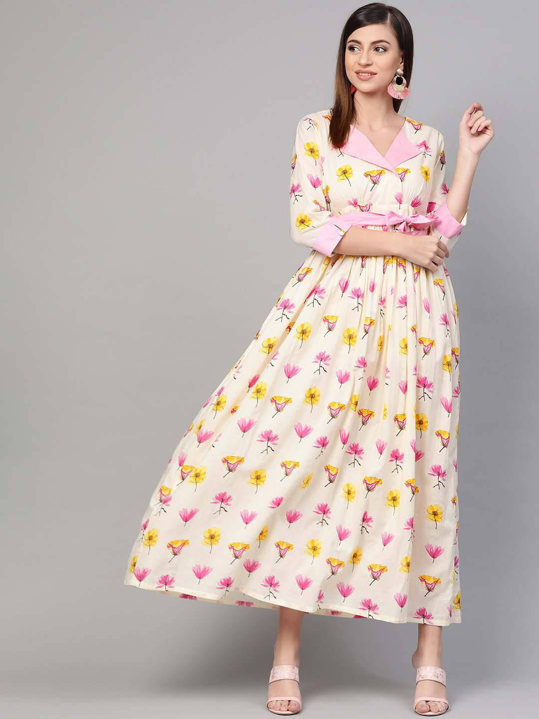 

Idalia Floral Printed Maxi Dress, Off white