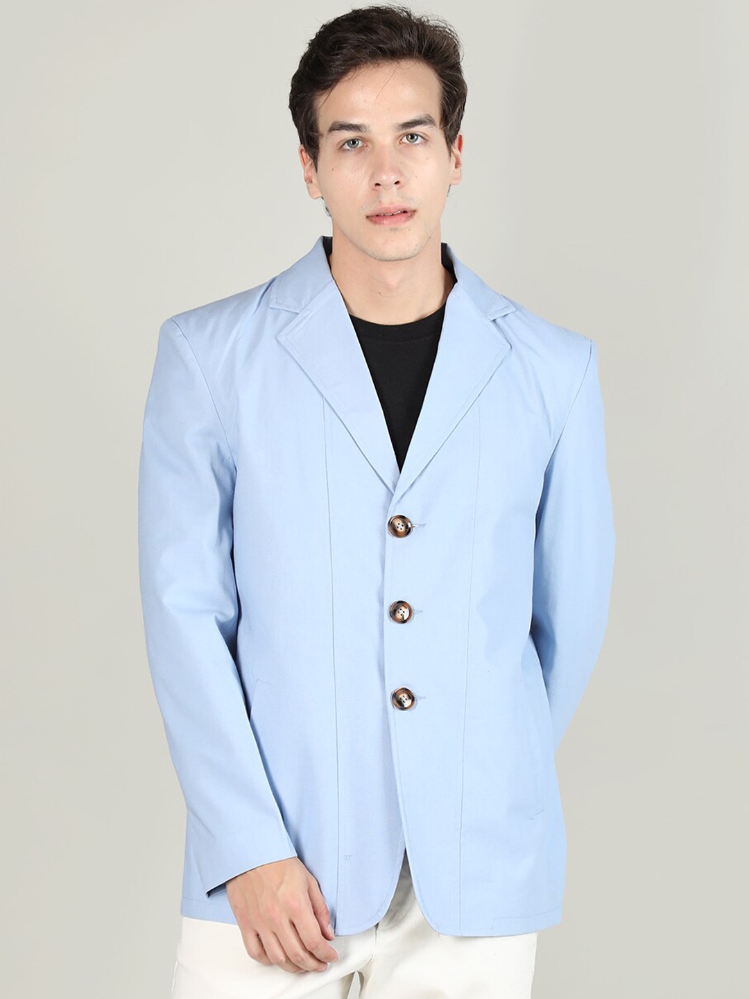 Dlanxa Slim-Fit Single-Breasted Linen Casual Blazer, Blue