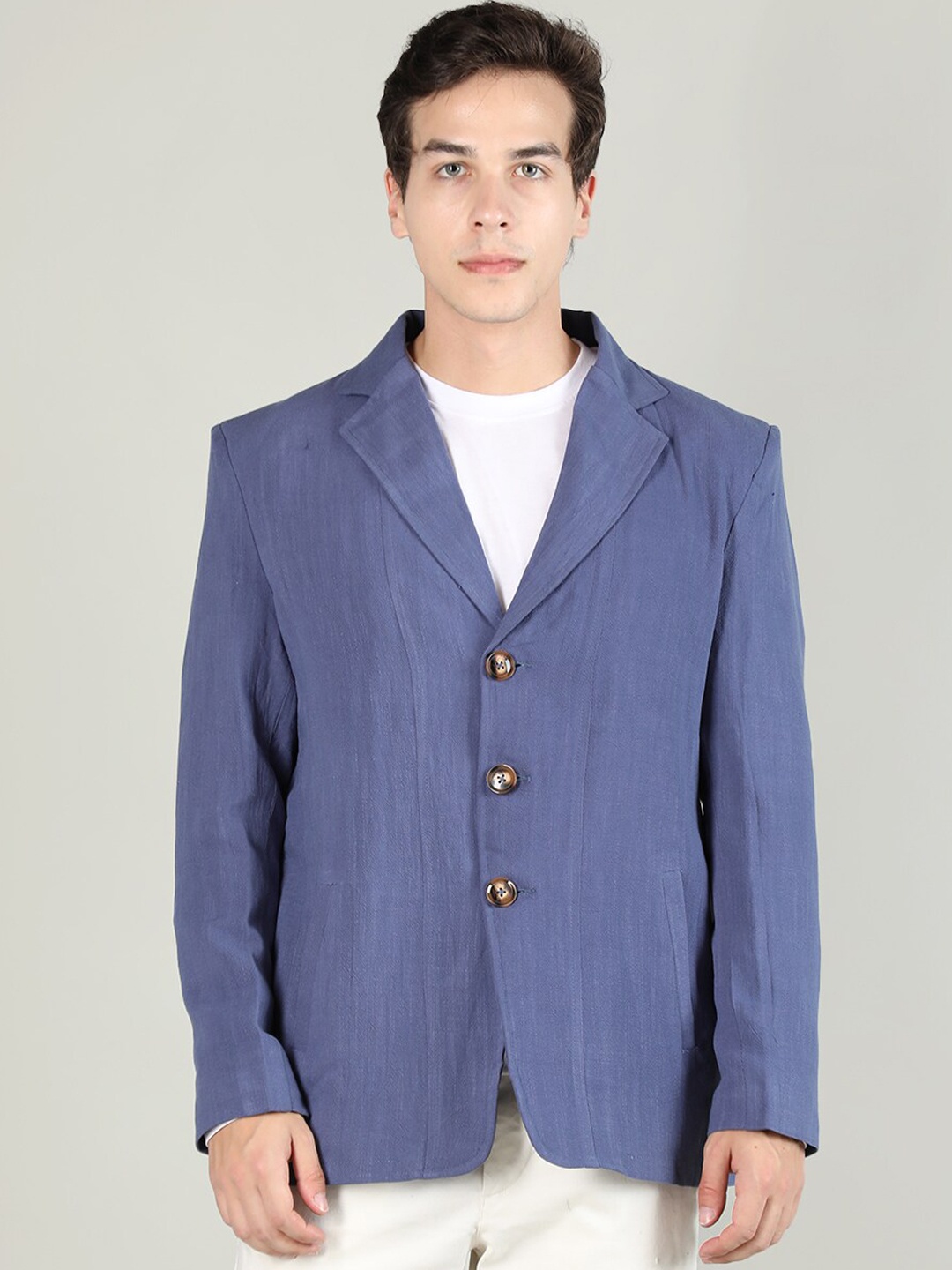 

Dlanxa Slim-Fit Single Breasted Linen Casual Blazer, Blue