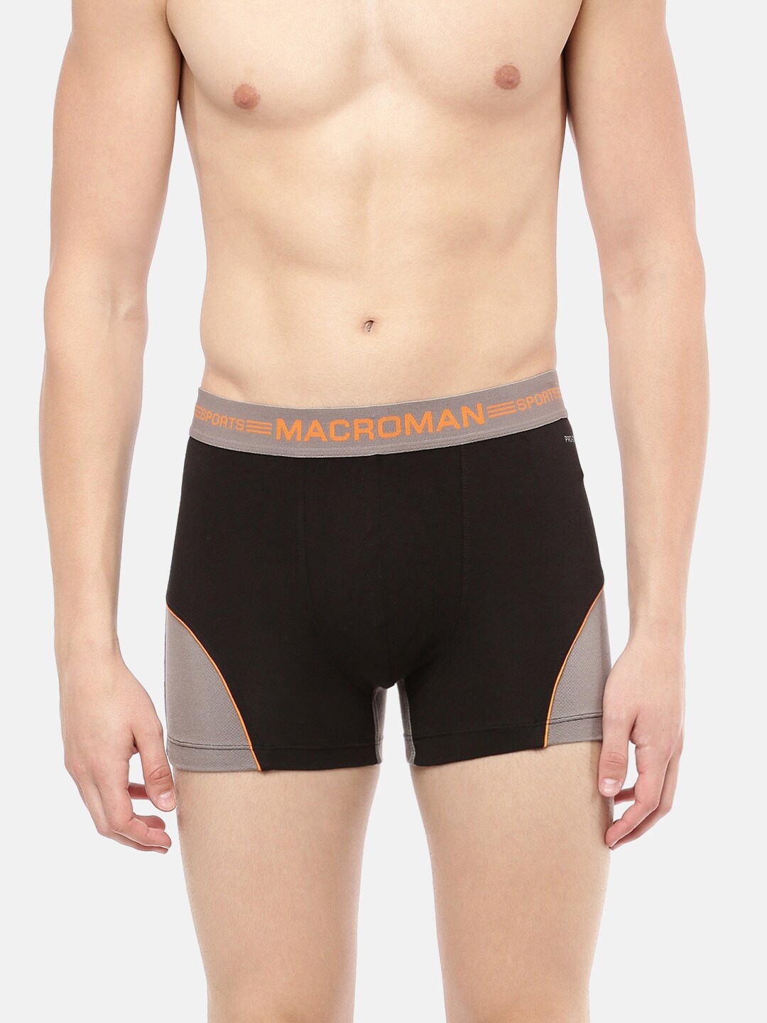 

Macroman M-Series Men Colourblocked Long lasting Comfort Cotton Sports Trunk, Black