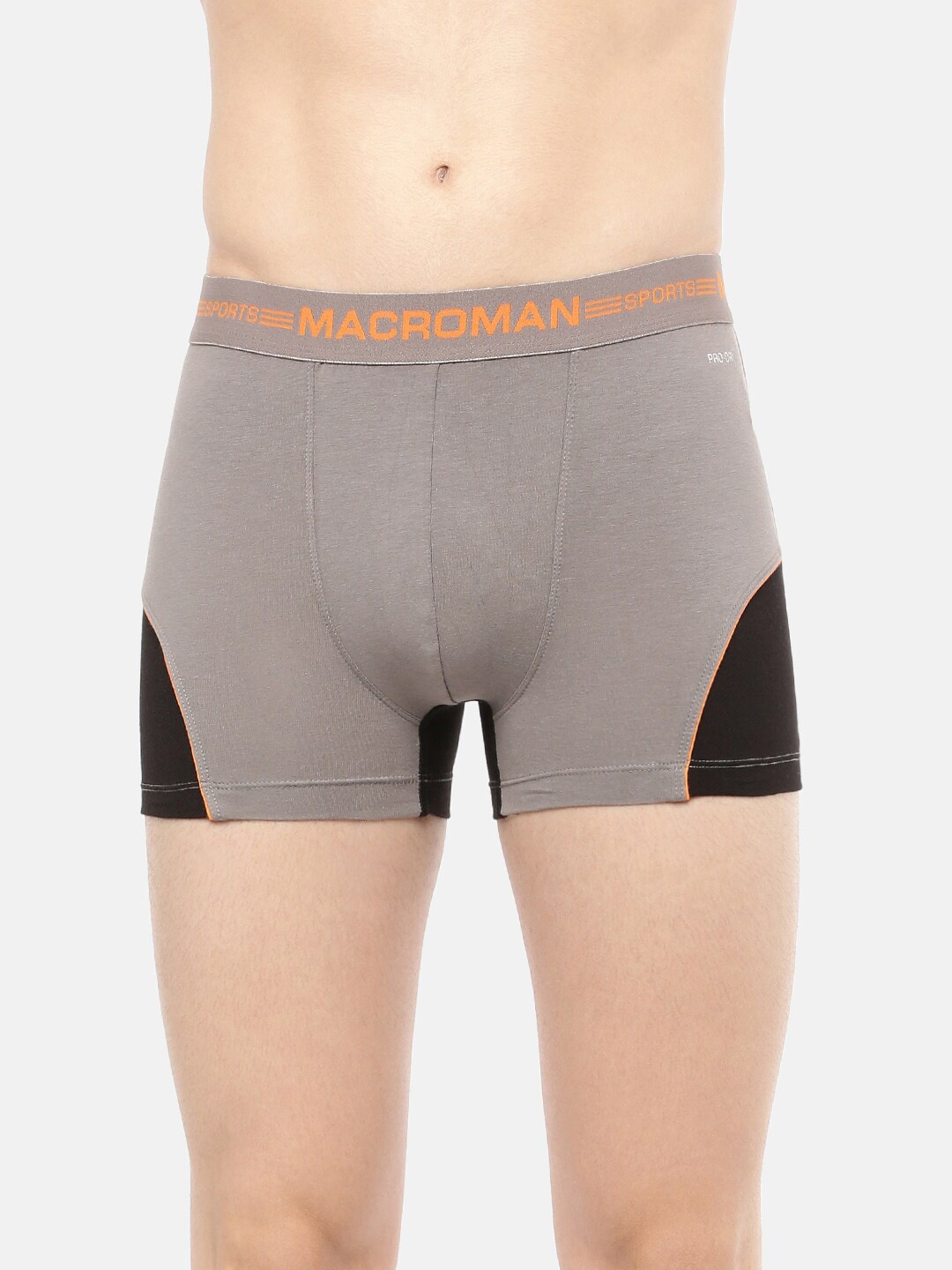 

Macroman M-Series Men Colourblocked Cotton Sports Trunk, Grey