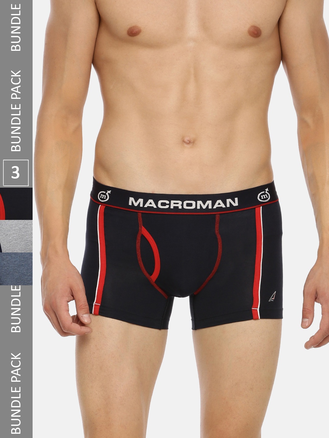 

Macroman M-Series Pack Of 3 Assorted Striped Trunks- 8903978045092