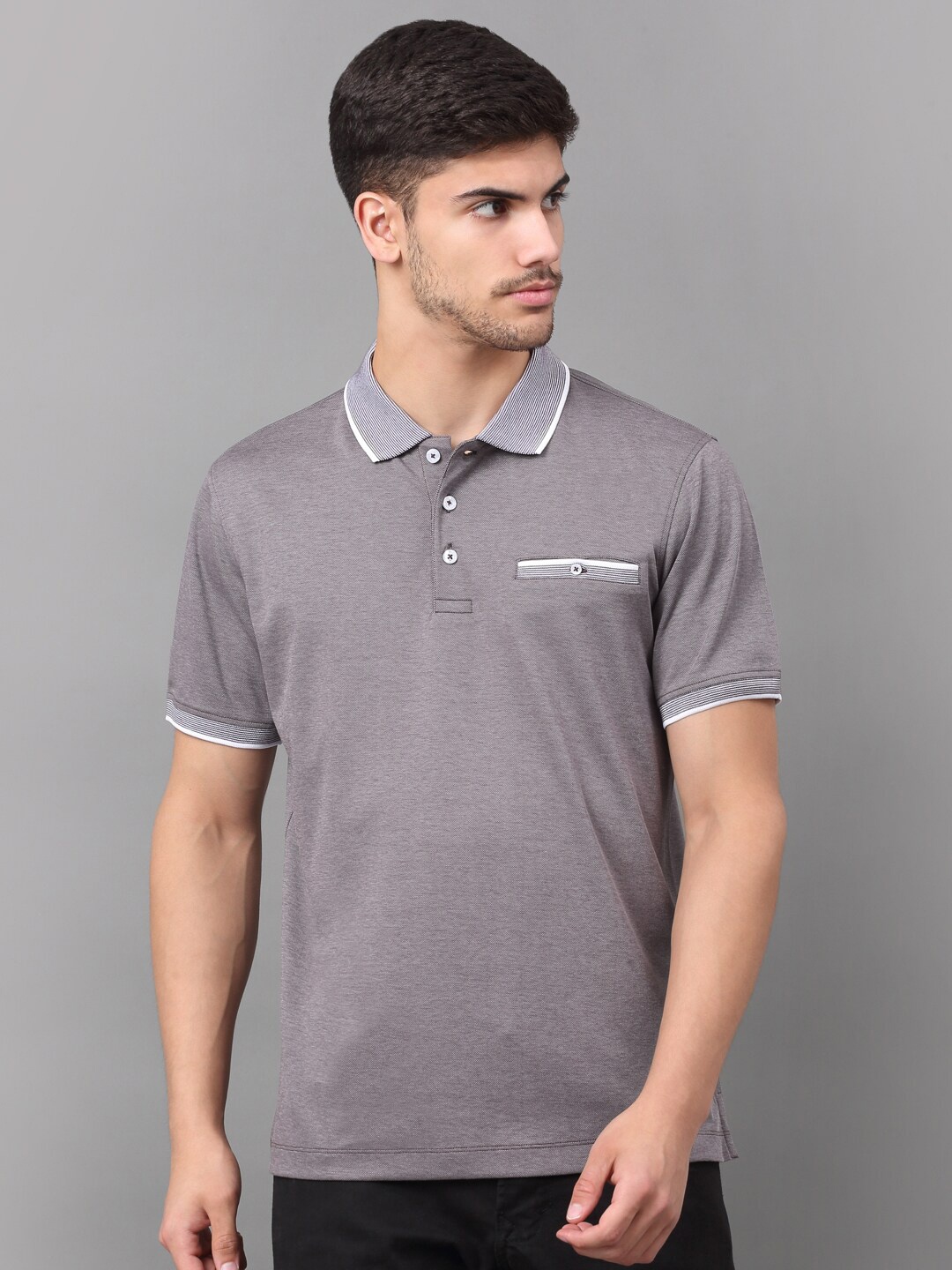 

LOUIS STITCH Polo Collar Slim Fit Cotton Dry fit T-shirt, Taupe