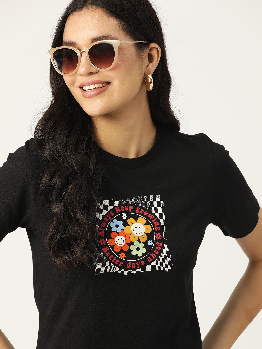 

DressBerry Graphic Printed T-shirt, Black