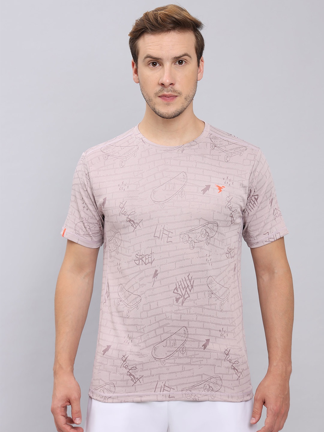 

Technosport Men Jacquard Double Cool Slim Fit Sports Tshirt, Pink