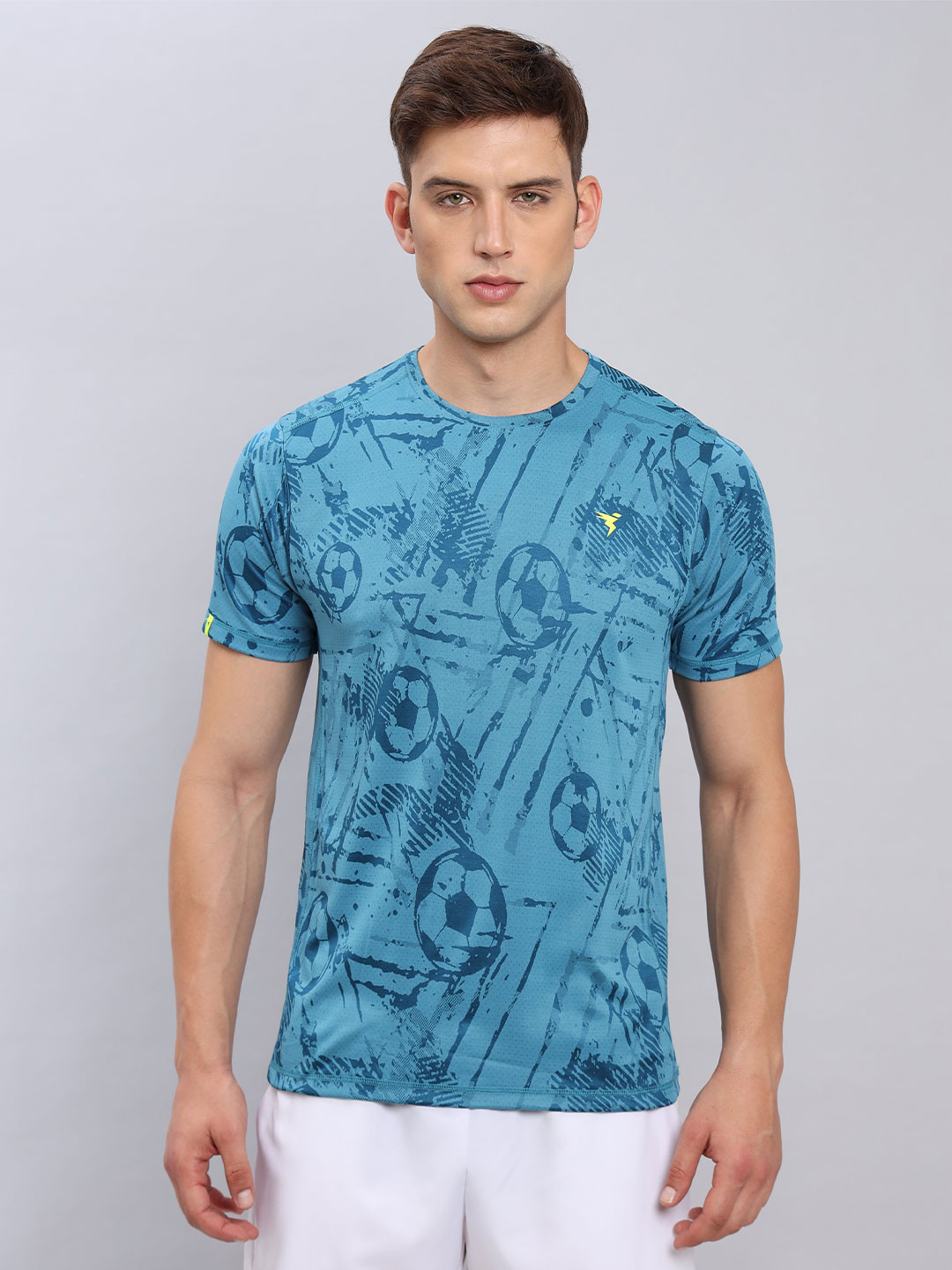 

Technosport Men Jacquard Double Cool Slim Fit Sports Tshirt, Teal