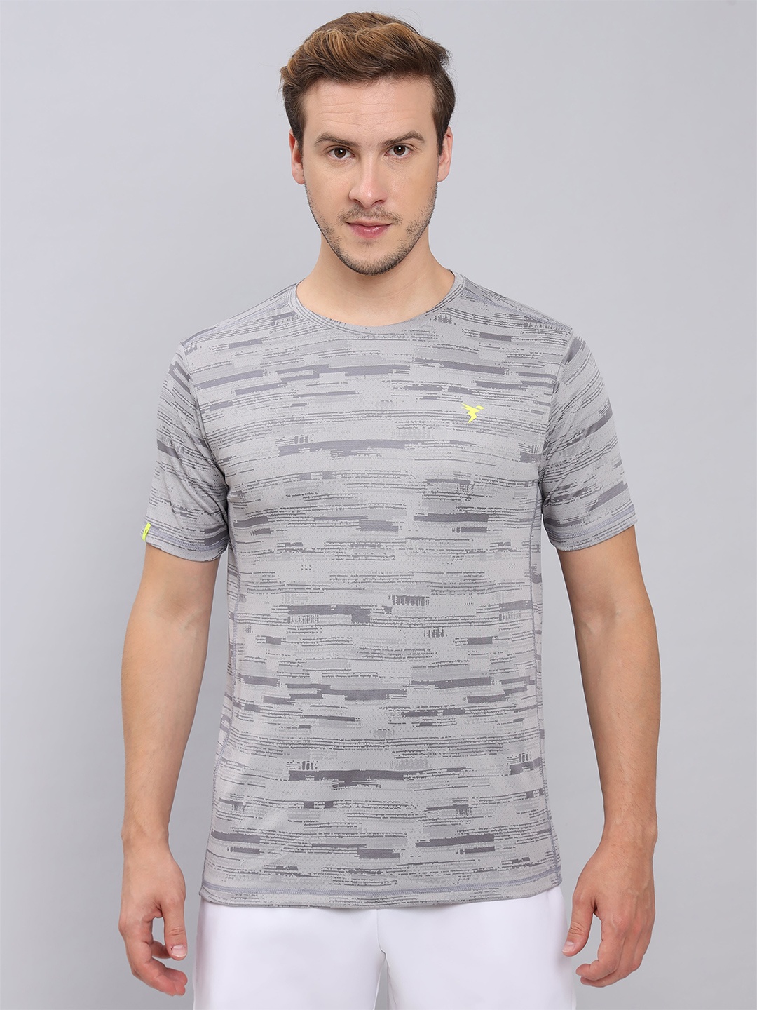 

Technosport Men Jacquard Double Cool Slim Fit Sports Tshirt, Grey