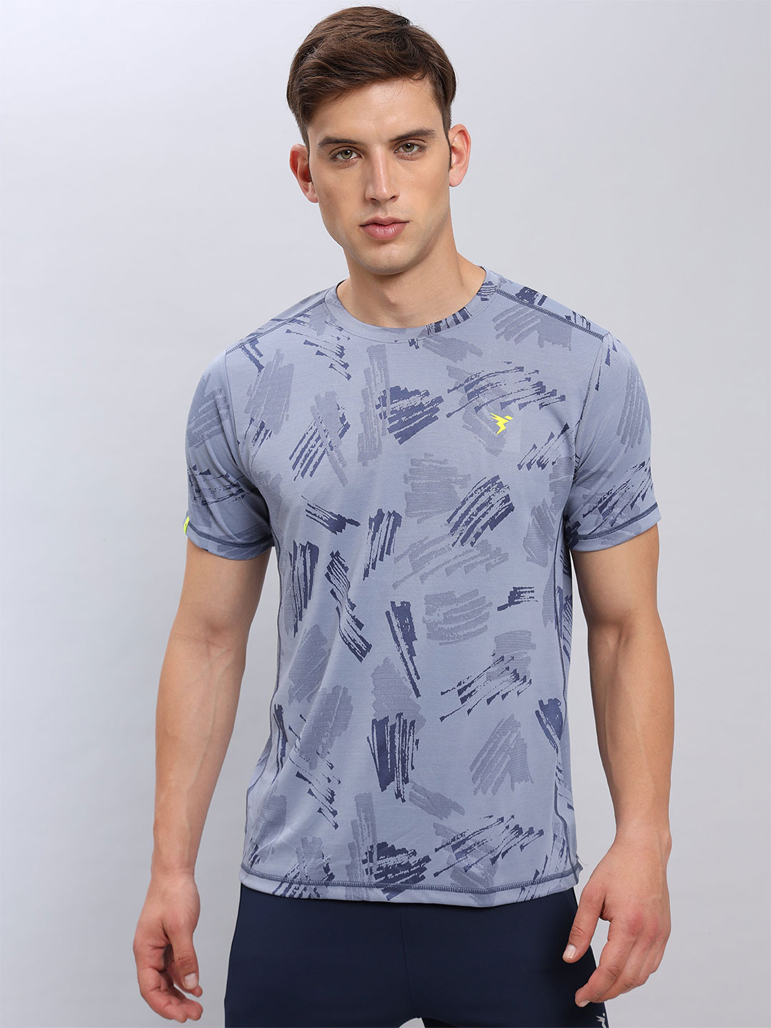 

Technosport Abstract Printed Antimicrobial Slim Fit Cotton T-shirt, Blue