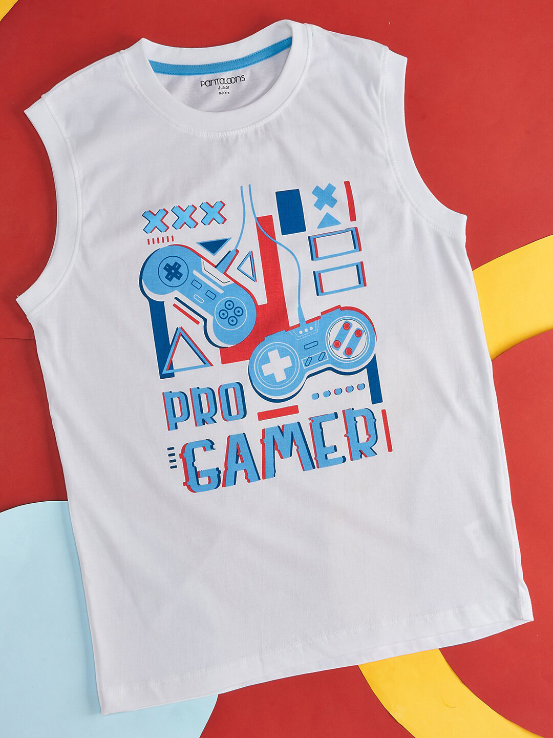 

Pantaloons Junior Boys Typography Printed Sleeveless T-shirt, White