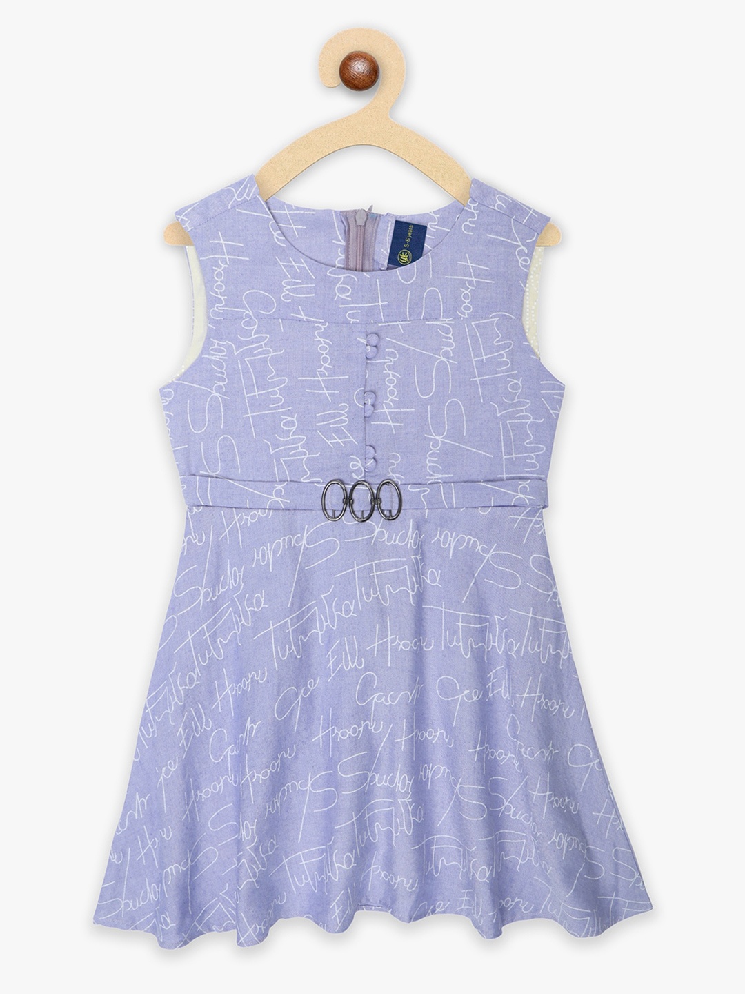 

YK Girls Typography Print Fit & Flare Dress, Purple