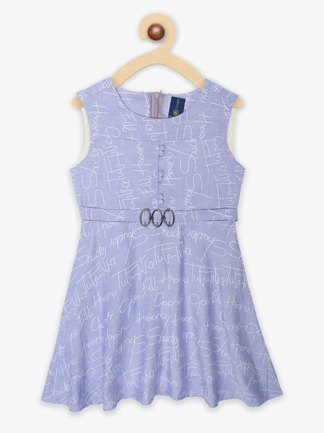 

YK Girls Typography Print Fit & Flare Dress, Purple