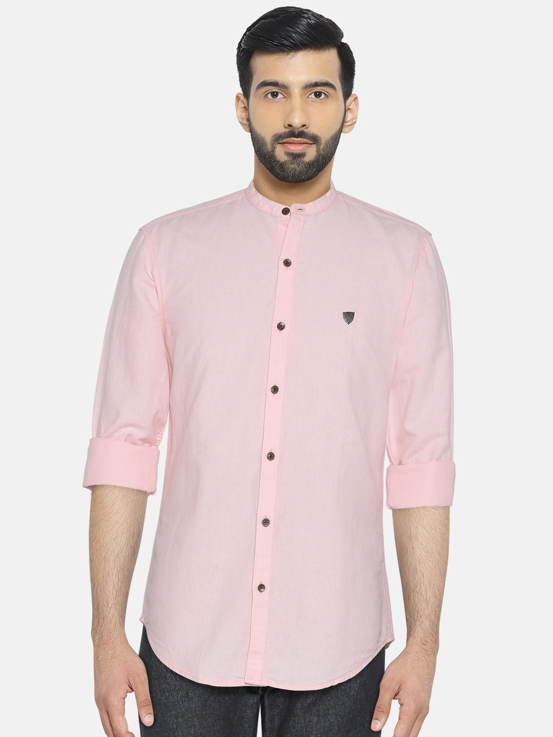 

John Players Men Pink Trim Fit Solid Casual Shirt