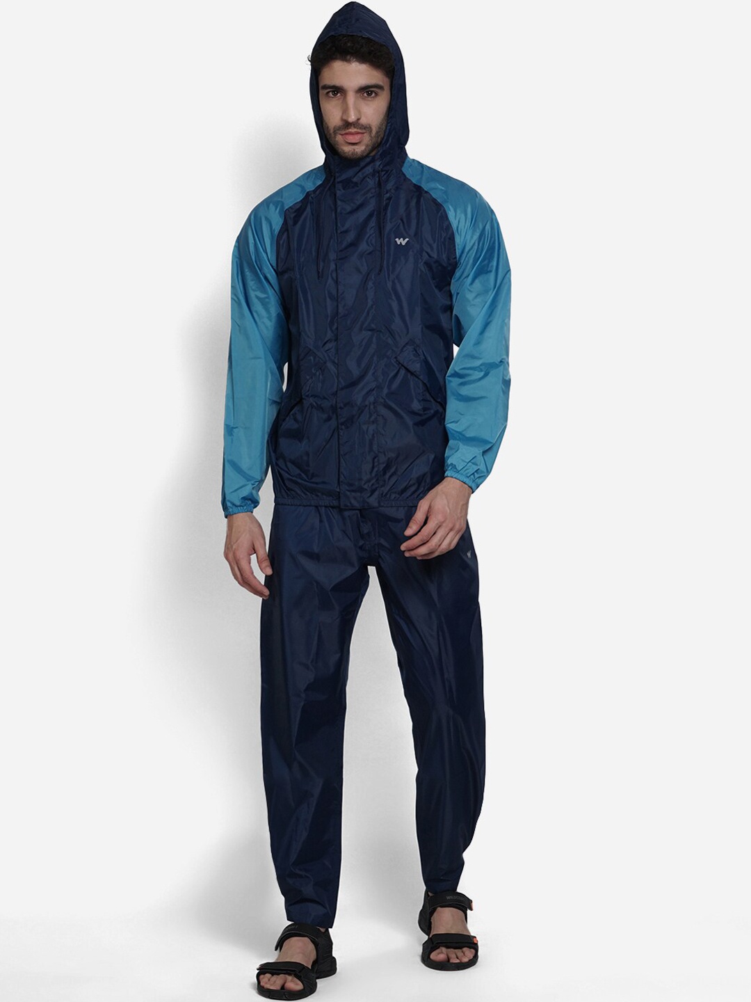 

Wildcraft Men Colourblocked Waterproof Rain Suit, Navy blue